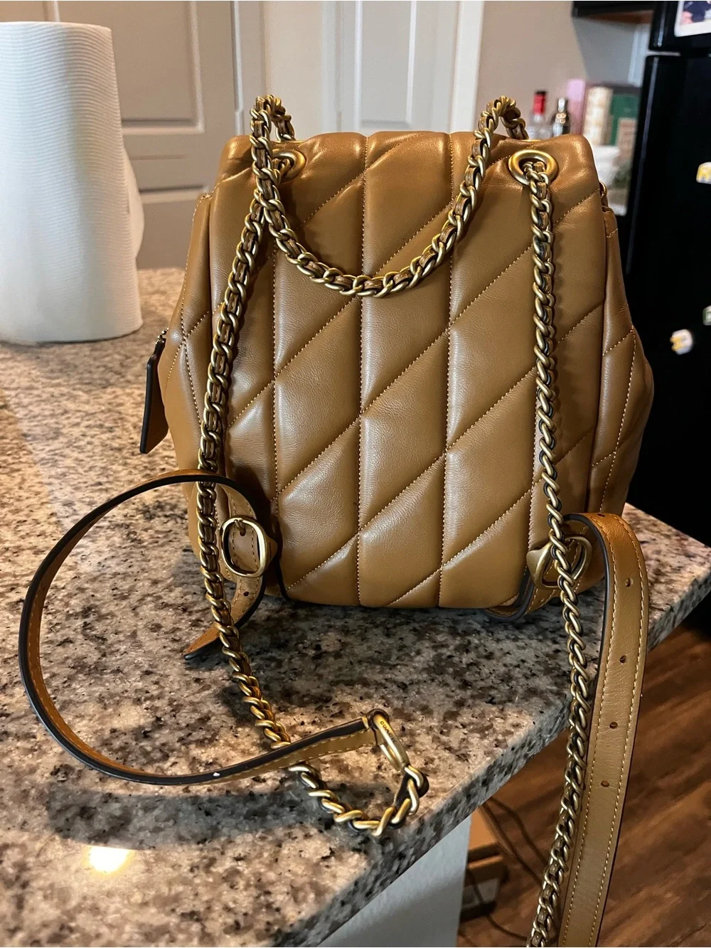 Quilted Tabby Backpack Honey Brown